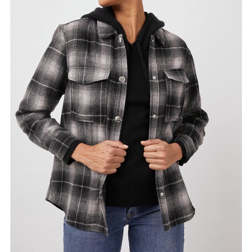 Rails Turner Fleece, Button, Shirt Jacket, shacket, Ash Pearl Gray, Size Medium - Picture 7 of 8